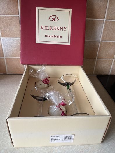 Kilkenny Casual Dining Green Splash Candleholder Mixed Set x 2