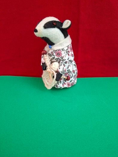 Handmade Felt Badger Figurine