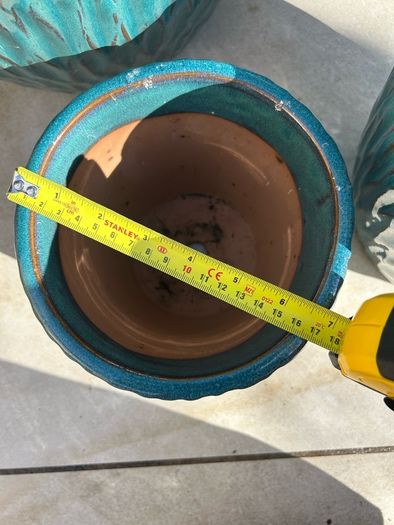 Set of 4 new ceramic glazed terracotta pots