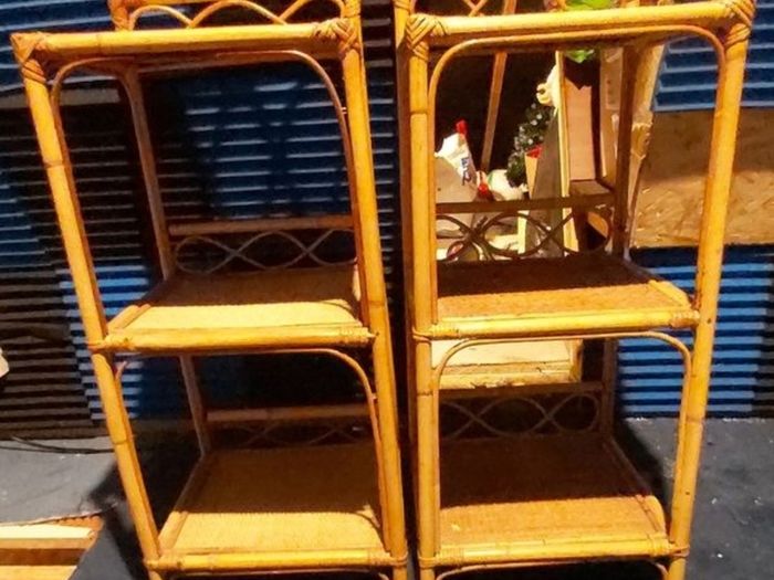 Vintage Bamboo Bedside Tables 1970s