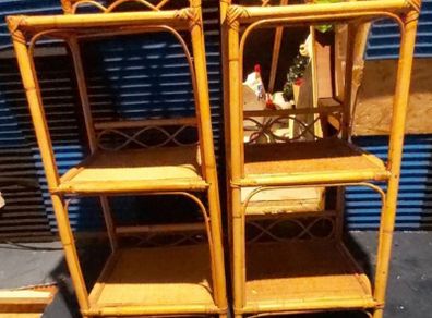 Vintage Bamboo Bedside Tables 1970s