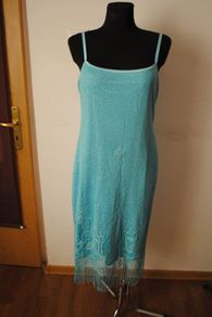 Inspire by New Look turquoise/silver fringe lace stunning calf length dress size UK18 EU46 Perfect condition Postage included