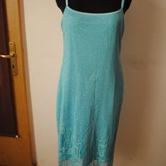 Inspire by New Look turquoise/silver fringe lace stunning calf length dress size UK18 EU46 Perfect condition Postage included