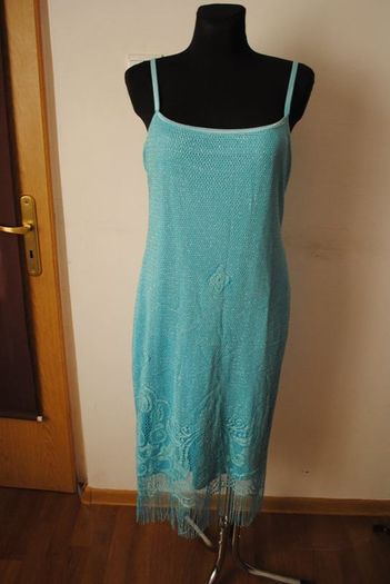 Inspire by New Look turquoise/silver fringe lace stunning calf length dress size UK18 EU46 Perfect condition Postage included