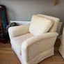 Cream and white floral armchair Image 3