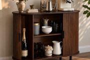Coffee Bar Cabinet, Mid Century Fluted Coffee Bar Table, Buffet Stand Cabinet with 2 Sliding Doors