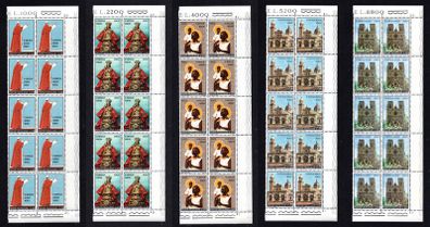 1970 Vatican City The Journey of Pope Paul Vi to Asia and Oceania Commemorative Stamps Block of 10 Mint Never Hinged (MNH)