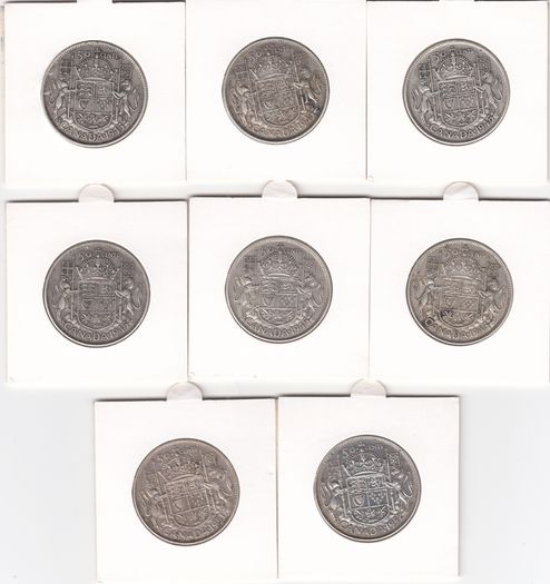 CANADA, 8 X 50 CENTS, 80% silver coins (no. 442)