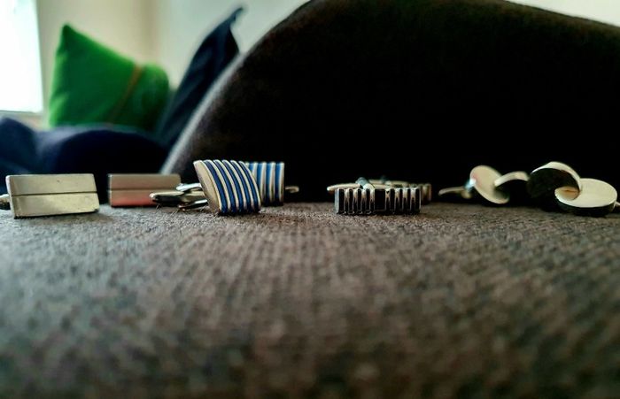 4 Pairs Men's Cufflinks - Silver & Blue Modern Designs