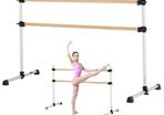 Portable Adjustable Ballet Dance Barre  Freestanding Double Wooden Bar