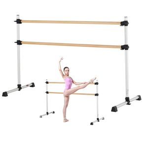 Portable Adjustable Ballet Dance Barre  Freestanding Double Wooden Bar
