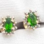 Vintage Natural Peridot On Sterling Silver Earrings Image 5