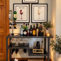 Stylish Bar Cart / Drinks Trolley & Framed Prints