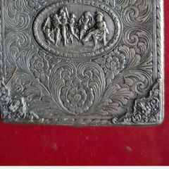 vintage silver plated repousse cigarette case mythological scene.
