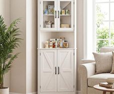 170cm Tall Corner Storage Cabinet, 5-Tier Farmhouse Corner Cabinet