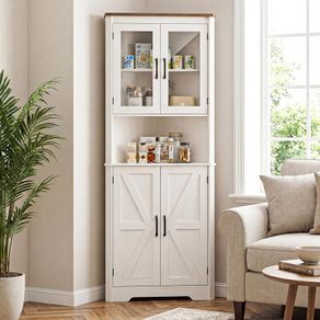 170cm Tall Corner Storage Cabinet, 5-Tier Farmhouse Corner Cabinet
