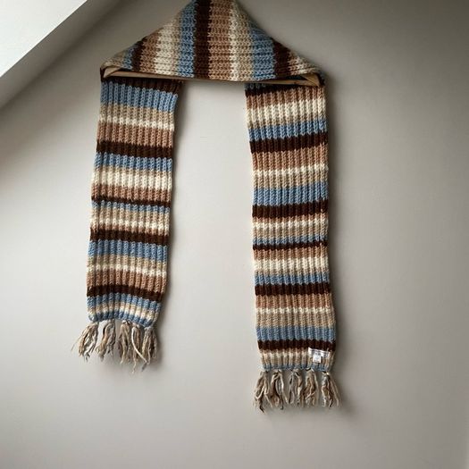 Erin Knitwear Ireland 100% Pure Wool Striped Scarf Perfect Condition Ribbed Winter Scarf