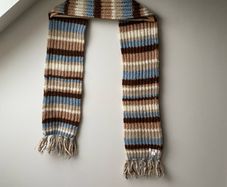 Erin Knitwear Ireland 100% Pure Wool Striped Scarf Perfect Condition Ribbed Winter Scarf