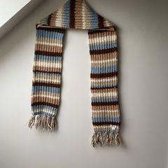 Erin Knitwear Ireland 100% Pure Wool Striped Scarf Perfect Condition Ribbed Winter Scarf