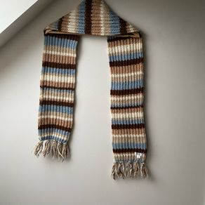 Erin Knitwear Ireland 100% Pure Wool Striped Scarf Perfect Condition Ribbed Winter Scarf