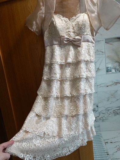 Beige boutique Angie frills occasion dress + bolero jacket party wedding confirmation communion wear dress 10/12 beige