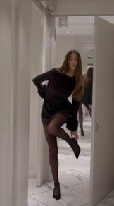 H&M black mini dress with fur cuff sleeves size XS