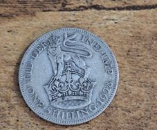 Great Britain UK 1928, One Shilling, George V, Silver Coin - free standard postage