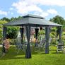 Gazebo 3 x 4 m Water-Repellent Metal Garden Stable Robust Side Walls Garden Image 7