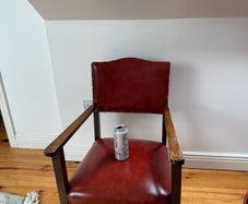 Vintage Wooden Armchair Red Leather Seat