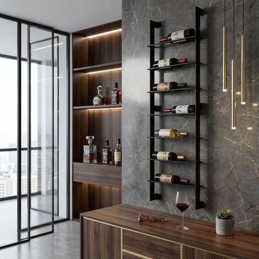 The SOMMELIER Bespoke Wall Wine Rack | Modern 7-Bottle Display