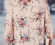 Elegant Dressy Floral Print Puff Sleeve Blouse - Size - 1XL - RRP - 18.92
