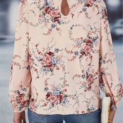 Elegant Dressy Floral Print Puff Sleeve Blouse - Size - 1XL - RRP - 18.92