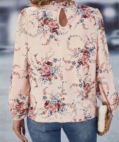 Elegant Dressy Floral Print Puff Sleeve Blouse - Size - 1XL - RRP - 18.92