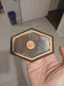 Vintage Kilkenny design workshop (kdw) ,Hexagonal studio pottery dish,Louis Le Brocquy Logo
