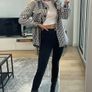 Mono Houndstooth Print Tweed Shacket Image 5