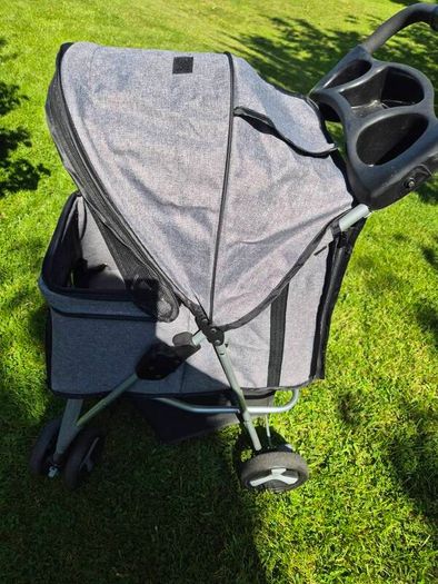 Trixie Grey Dog Buggy Stroller (Quick-Fold, Max 11kg)