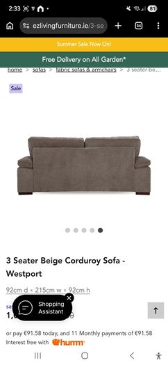 3 Seater West port sofa