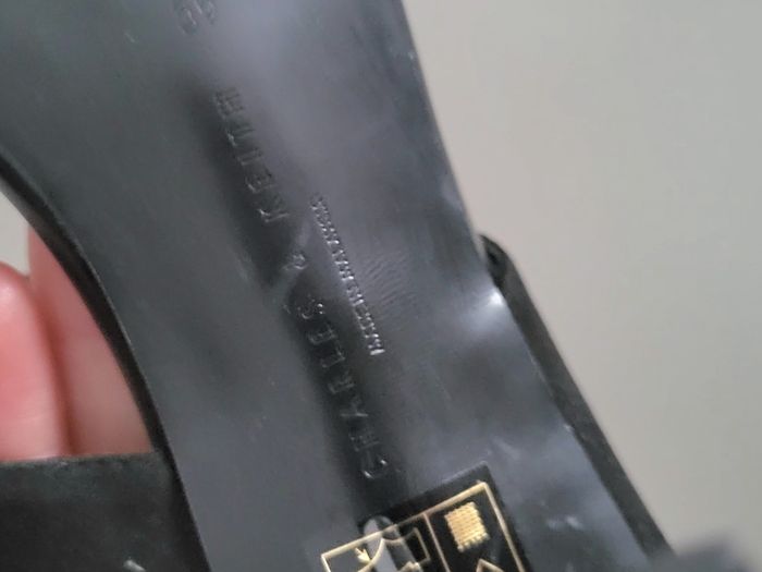 CHARLES & KEITH black suede wide strap high heels Sz 39 ( Fit 6-6.5 UK) - Rrp 153 (New)
