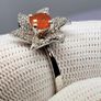 Sterling silver (Sz: S) Salamanca Fire Opal & White Zircon Ring in Rhodium Overlay Sterling Silver 1.84 ct Image 7