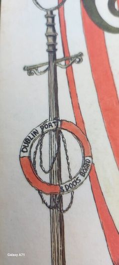 Pat liddy ,irish artist, historian,,1988 Carslberg viking ship Dublin port advertising  art picture,,see picture for condition ,sold as seen .