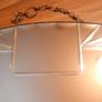 Vintage Art Deco Mirror. Scalloped bevelled edge frameless round wall mirror. Ready to hang on original visible chain. 25" x 15" Image 10