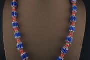 Vintage Venetian Style Chevron Tade Glass Beads Necklace
