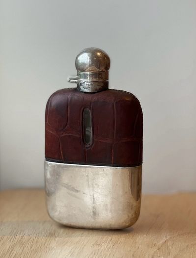 Edwardian Silver Plated Glass Flasks By James Dixon & Sons And Daniel & Arter