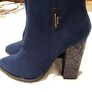 New Look Navy short Boots with glitter heel Image 2
