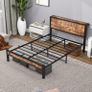 Double Bed Frame with Wooden Storage Shelf Headboard Image 4