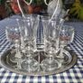 Vintage set of 6 carolans glasses on rack Image 2