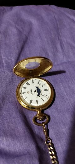 Bernex Gold-Plated Half-Hunter Pocket Watch - Moonphase & Date (For Parts/Repair)