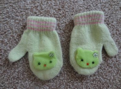 Girls warm gloves mochair 2-4y.o. cat decoration