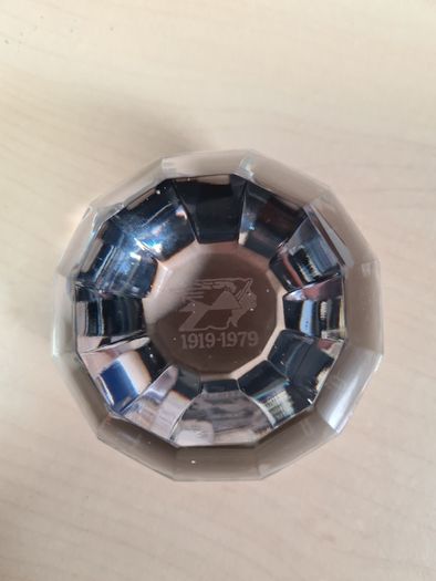 NATIONAL BENZOLE lead crystal Paperweight 60th anniversary  1979 diamond shape vintage