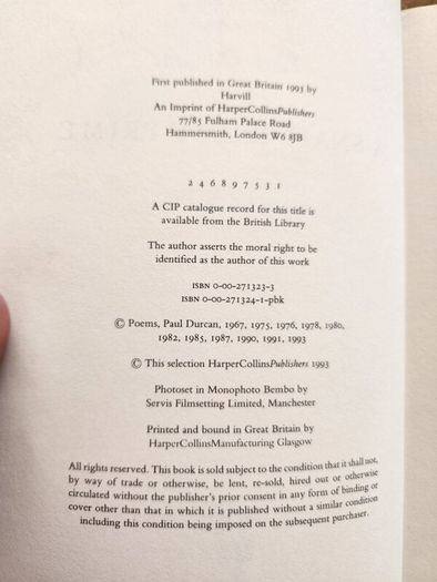 A. Snail In My Prime. By Paul Durcan. New And Selected Poems.  First Edition Review Copy Paperback In Good Condition.